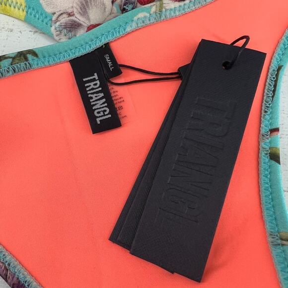 Triangl Cheeky Bikini Bottom Small Turquoise Blue Floral Neoprene Small - Picture 2 of 6